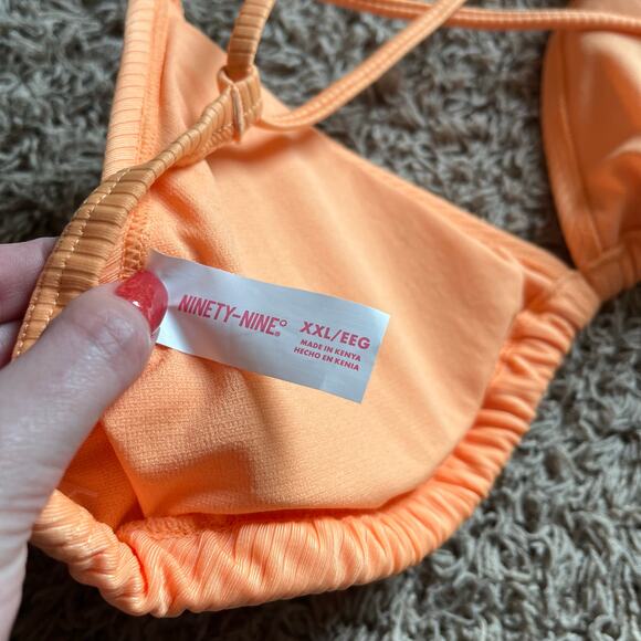 NWT! Ninety-Nine° Juniors Orange Triangle Bikini Top Size XXL - Picture 3 of 6